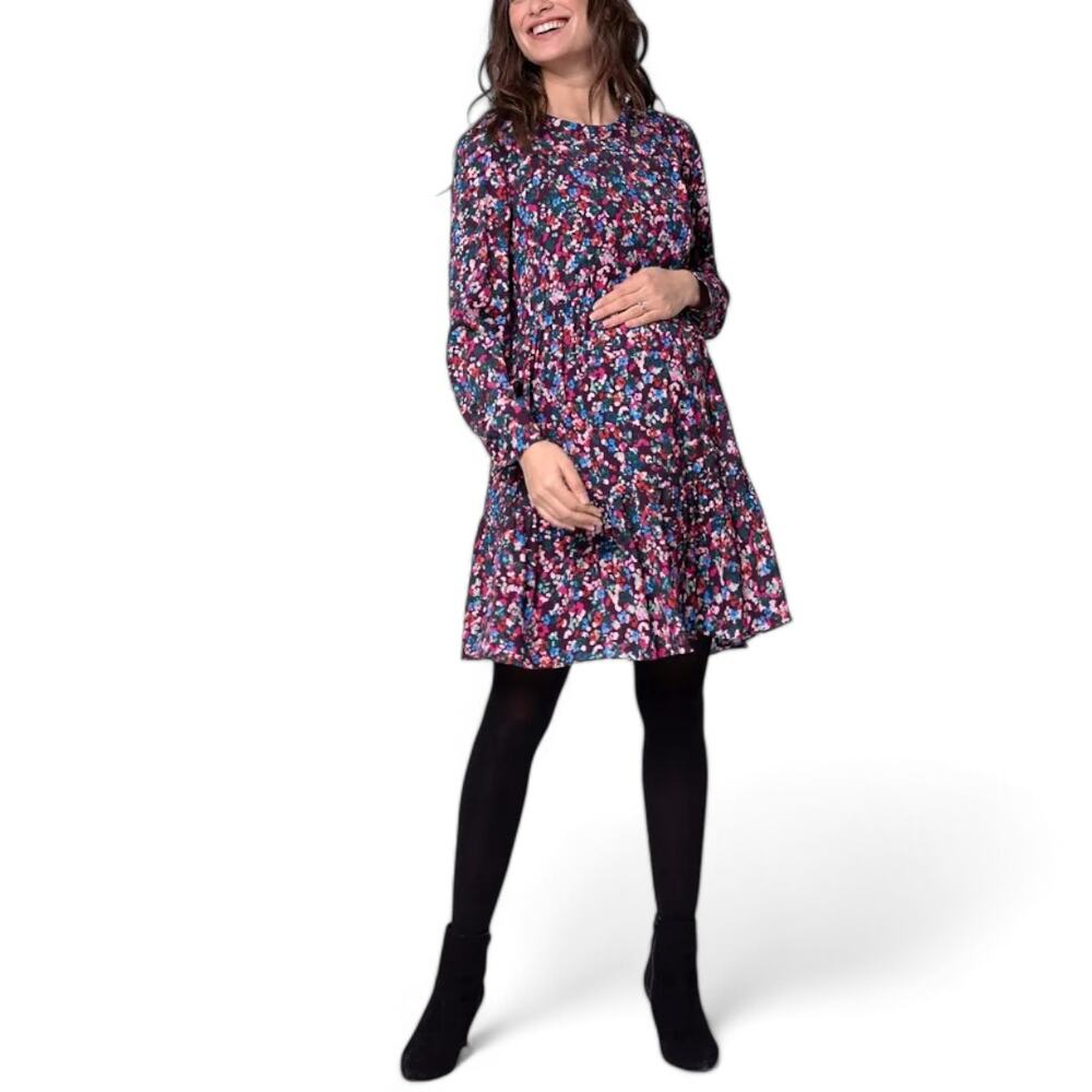 Seraphine Maternity Nursing Dress Floral Print Long Sleeve floral Size 12
